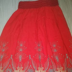 Red Skirt with Embroidery